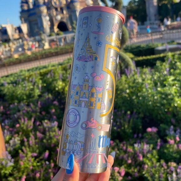 WDW 50th Anniversary Magic Kingdom Starbucks Tumbler - Picture 6 of 8